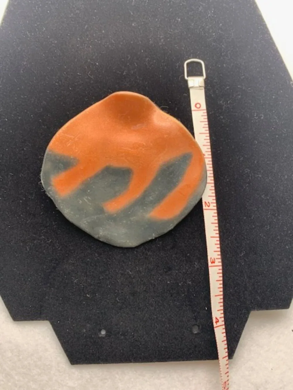 Unique Vintage abstract design ceramic pin from the 70's